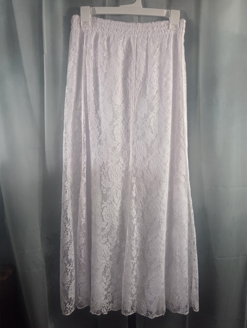 🍁 Come and See White Lace Maxi Skirt with Elastic Waist